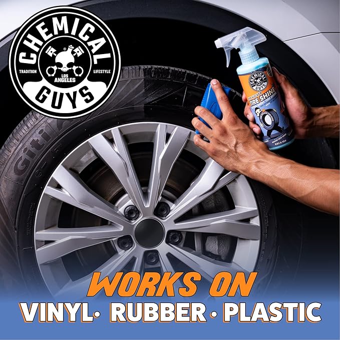 Chemical Guys Tire Kicker Sprayable Extra Glossy Tire Shine Spray, Dry-to-Touch Dressing - Restores Wet Look to Rubber, Vinyl, and Plastic, Safe for Cars, Trucks, Motorcycles, RVs, and More - 16 oz