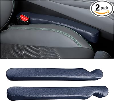 Mandark 2PCS Leather Car Seat Gap Fillers with Buckle Slot, Dark Blue