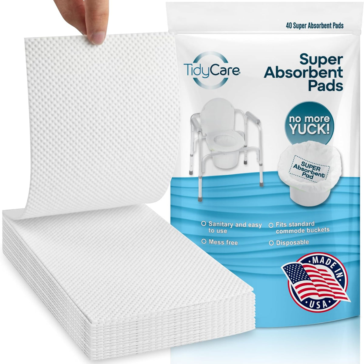 Value Pack of 40 Disposable Absorbent Bedside Commode Pads