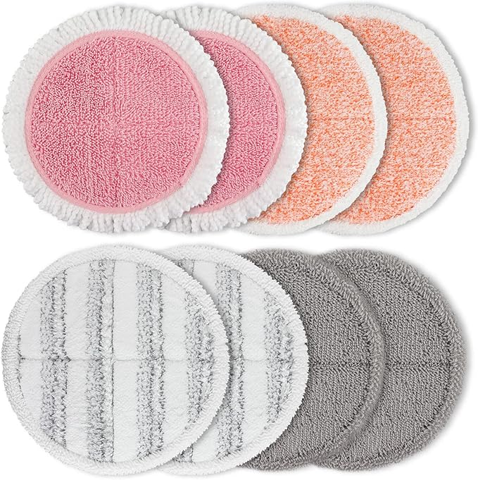 Spin Cordless Electric Mop Pads: 6.5/6.3/6 inch steam/electric mop Pads Replacement for alfabot/vmai/teko/eous/vm6/devoac/kactor/redkey/gobot mop - Round Velcro Scrubber Pads for floor cleaning 8 Pack
