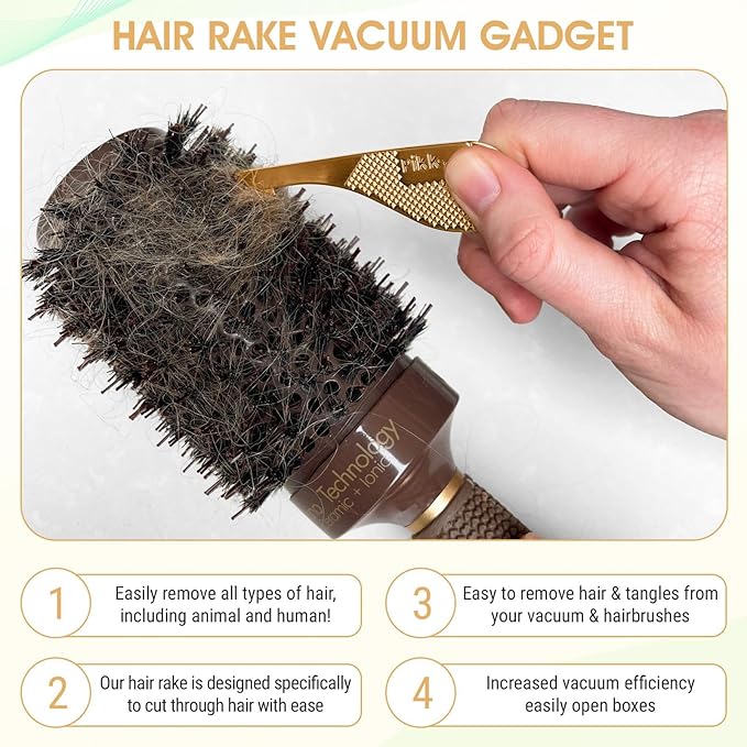 Pikk-it Vacuum Hair Brush Cleaner Tool – Removes Tangled Hair from Vacuums & Hairbrushes | Pet & Human Hair Removal Comb Rake | Improves Vacuum Cleaning Power (Single/Twin Pack) (1)