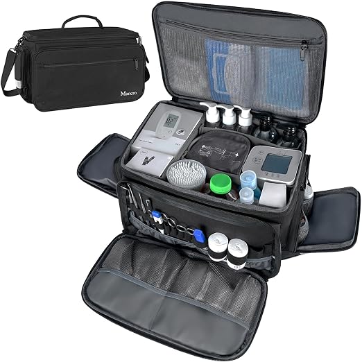 Mancro Medical Bag, Home Health Nurse Bag with Nonslip Bottom, Black