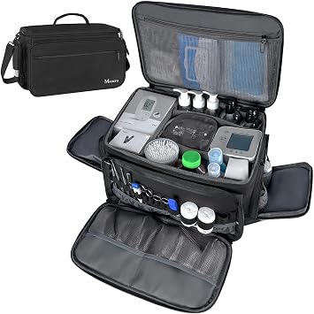 Mancro Medical Bag, Home Health Nurse Bag with Nonslip Bottom, Black