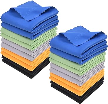 Eco-Fused Microfiber Cleaning Cloth - 12x12 Inch Microfiber Cloth - Pack of 20 Large Cleaning Cloths - Microfiber Cleani