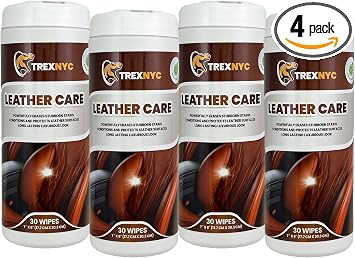 Protectant Wipes, Car Interior Cleaner to Protect Interior Car Surfaces and Fight Cracking & Fading (Leather Wipes, 4 Pa