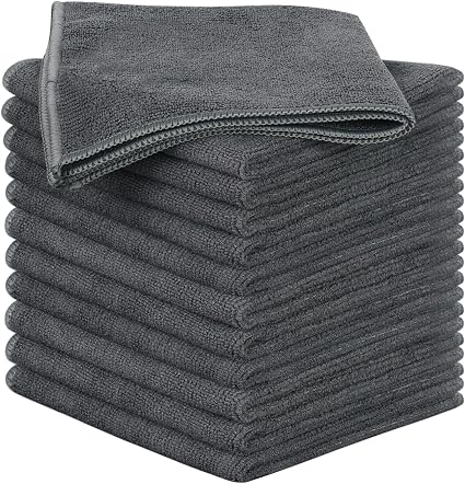 SINLAND Microfiber Cleaning Cloth Kitchen Dish Cloths 12x12in 12 Pack Grey