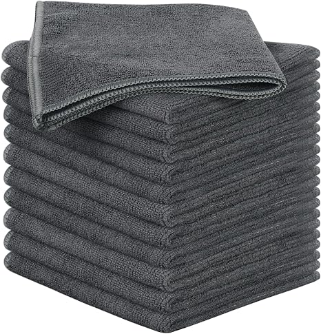 SINLAND Microfiber Cleaning Cloth Kitchen Dish Cloths 12x12in 12 Pack Grey