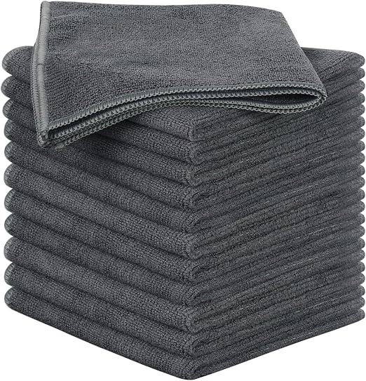 SINLAND Microfiber Cleaning Cloth Kitchen Dish Cloths 12x12in 12 Pack Grey