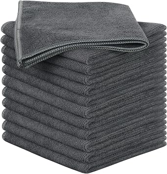 SINLAND Microfiber Cleaning Cloth Kitchen Dish Cloths 12x12in 12 Pack Grey