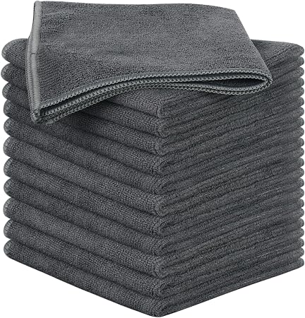 SINLAND Microfiber Cleaning Cloth Kitchen Dish Cloths 12x12in 12 Pack Grey