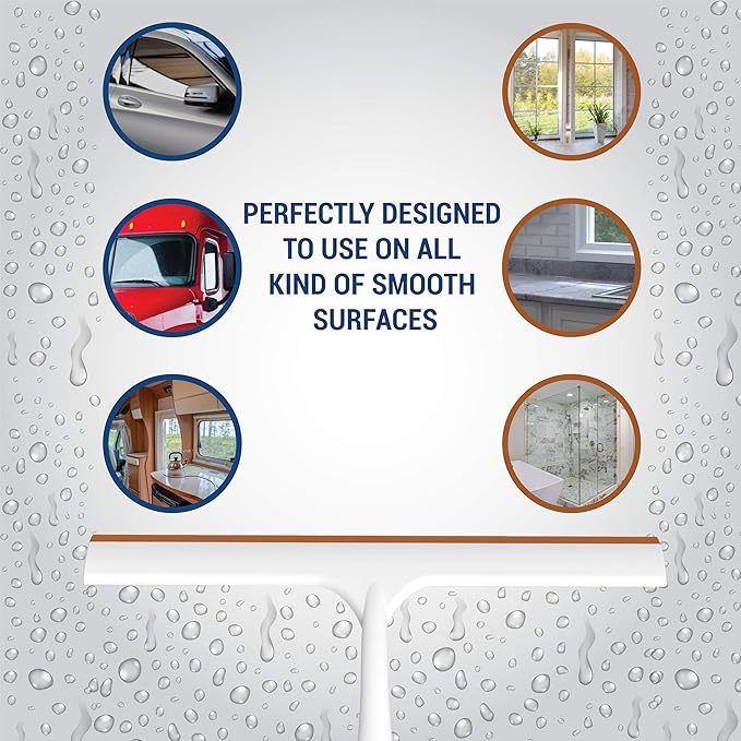 SCRUBIT Window and Shower Squeegee, Lightweight Squeegy Cleaner for Windows, Glass, Car Windshield, and Mirror - Streak Free Cleaning Tool for Shower Doors, Kitchen and Bathroom