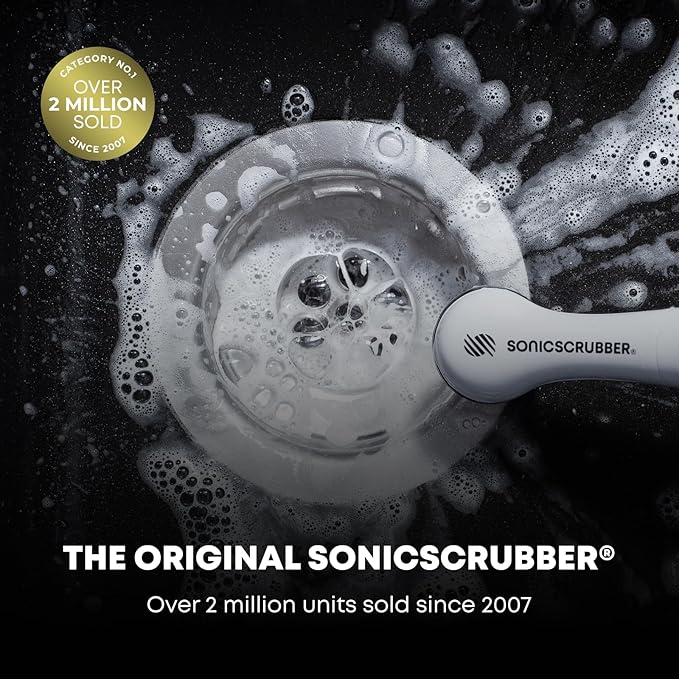 SonicScrubber Household Cleaning Brush Power Scrubber - Electric Spin Scrubber Brush for Home, Kitchen & Bathroom - Grout Cleaner & Removes Mould (Washing-Up System Spin Brush)
