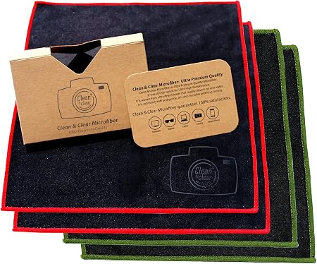 Clean & Clear Microfiber Extra Large Cleaning Cloth [4 Pack] - Ultra Premium Microfiber for Camera Lens, Glasses, Screen