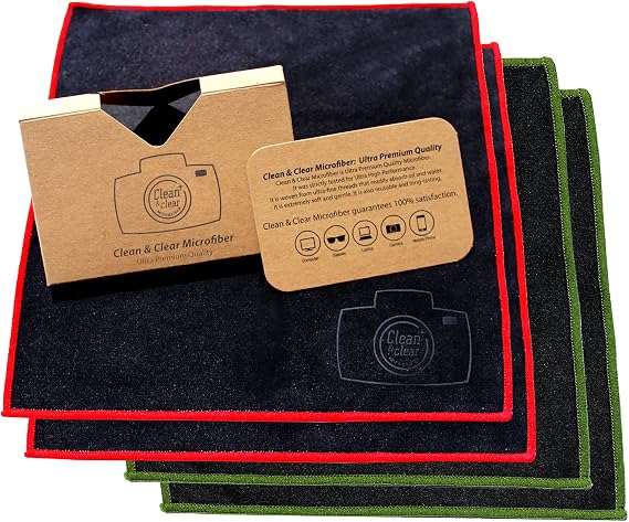 Clean & Clear Microfiber Extra Large Cleaning Cloth [4 Pack] - Ultra Premium Microfiber for Camera Lens, Glasses, Screen