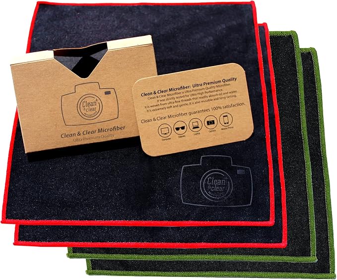 Clean & Clear Microfiber Extra Large Cleaning Cloth [4 Pack] - Ultra Premium Microfiber for Camera Lens, Glasses, Screen