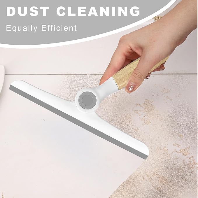 NBGYTECH Window Squeegee Household Cleaning Scraper Handheld Squeegee for Shower Glass Door Mirror Car Windshield (White Bamboo Handle)