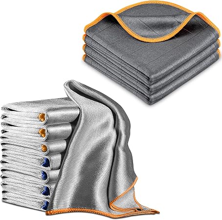Airlab Microfiber Cleaning Cloths Polishing Windows Glass Lint Free Rags, Pack of 8 and Carbon Microfiber Glass Polishin