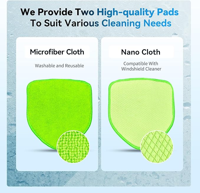 XINDELL Windshield Cleaner Tool, Car Window Cleaning Kit with 4 Reusable Microfiber Pads, Extendable Handle & 360° Rotating Head, Safety Hammer, Streak-Free Auto Glass Wiper for Car Truck SUV RV