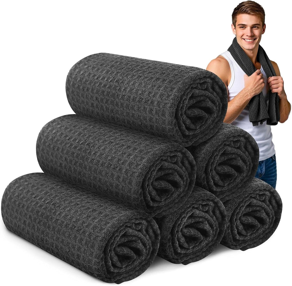 Microfiber Gym Towels for Showering Working Out Quick Dry Negative ions Large Middle Small Sizes Lightweight Gym Towel for Men Women Tennis Sports Towels for Body Hot Yoga Fitness Essentials