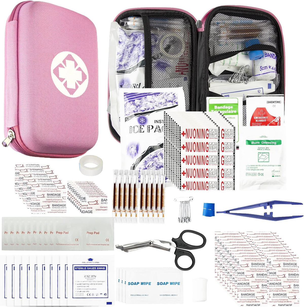 First Aid Kit 277PCS Car Home Camping Essentials Pink Emergency Kit