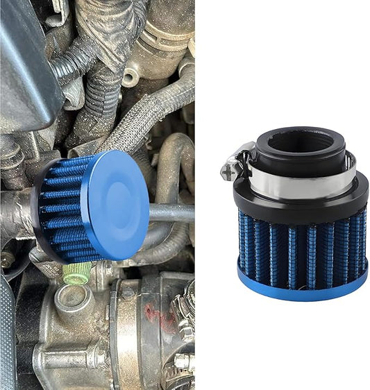 Air Filter, Valve Cover Breather, 25mm Auto Crankcase Cold Air Filter Cleaner with Adjustable Clamp, Breather Turbo Vent Cleaner Automotive Accessories Fit for Cars and Motorcycles (Blue)