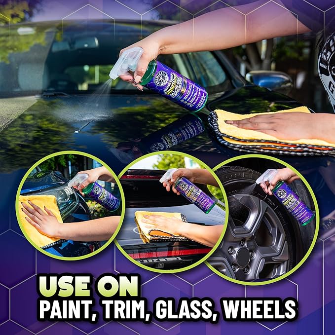 Chemical Guys Raging Rhino Waterless Car Wash, Quick Detailer Spray and Wipe Exterior Cleaner With 3 Premium Microfiber Towels, 20 Fl Oz