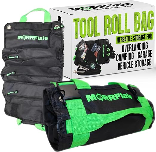 Off-Road Tool Roll Organizer - Heavy-Duty 600D Roll-Up Bag with 3 Rip-Away Zipper Pockets & 1 Built-in Pocket - Versatil
