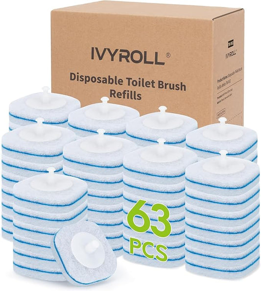 Toilet Bowl Cleaner Wand Refills Compatible with CLOROX, 63 Count Disposable Toilet Brush Refills, Replacement Heads for Toilet Cleaning System