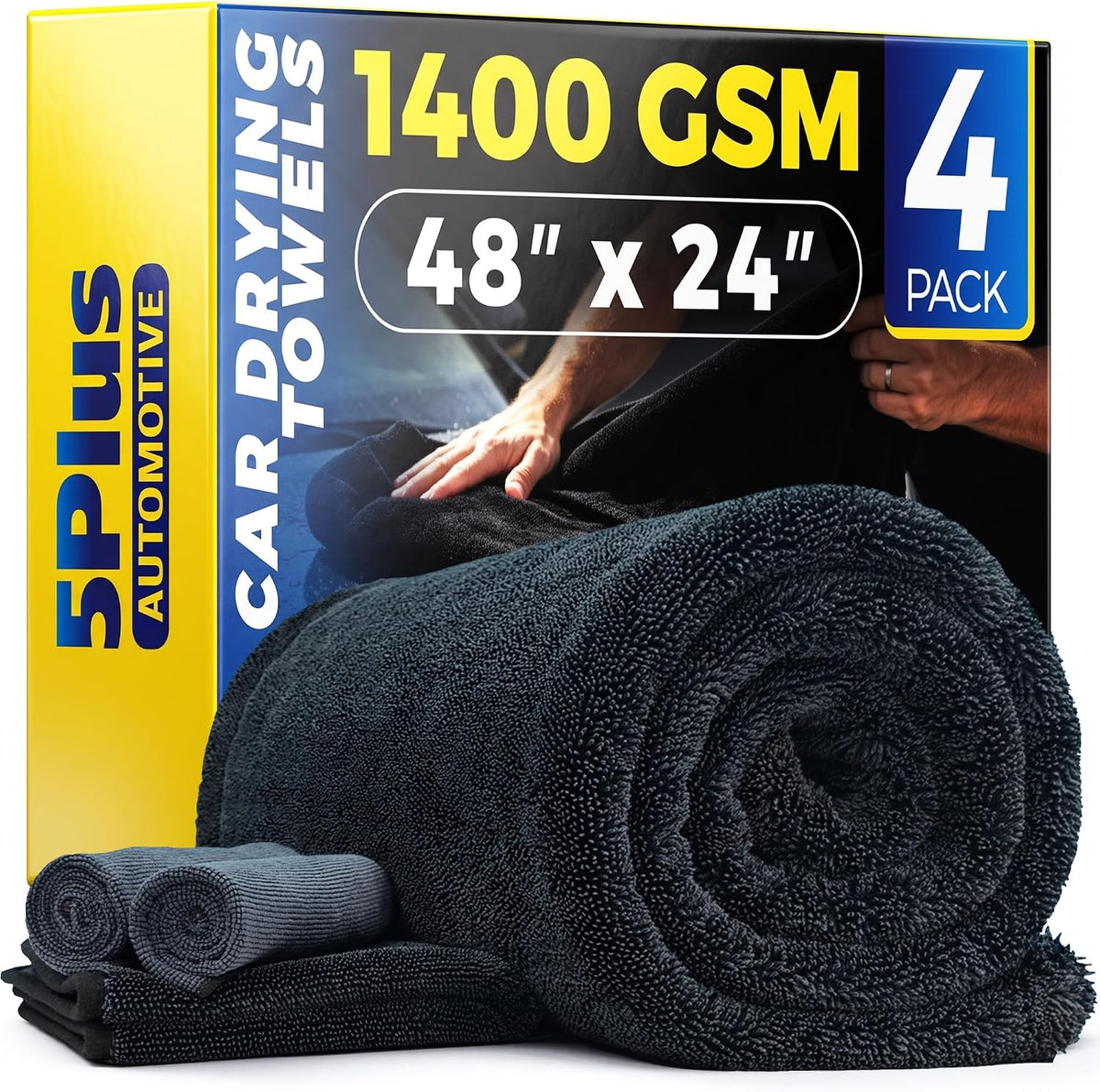 1400 GSM Microfiber Car Drying Towels for Cars, SUV, Trucks (48" x 24")