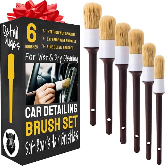 Car Detailing Brush Set 6-pc, Car Detailing Kit Interior by Detail Dudes