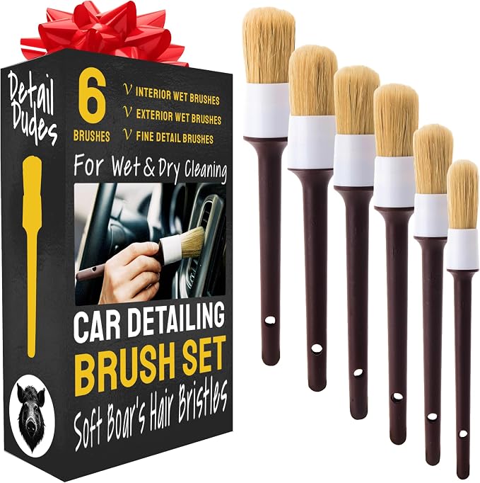 Car Detailing Brush Set 6-pc, Car Detailing Kit Interior by Detail Dudes