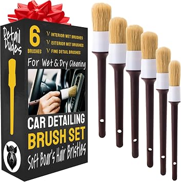 Car Detailing Brush Set 6-pc, Car Detailing Kit Interior by Detail Dudes