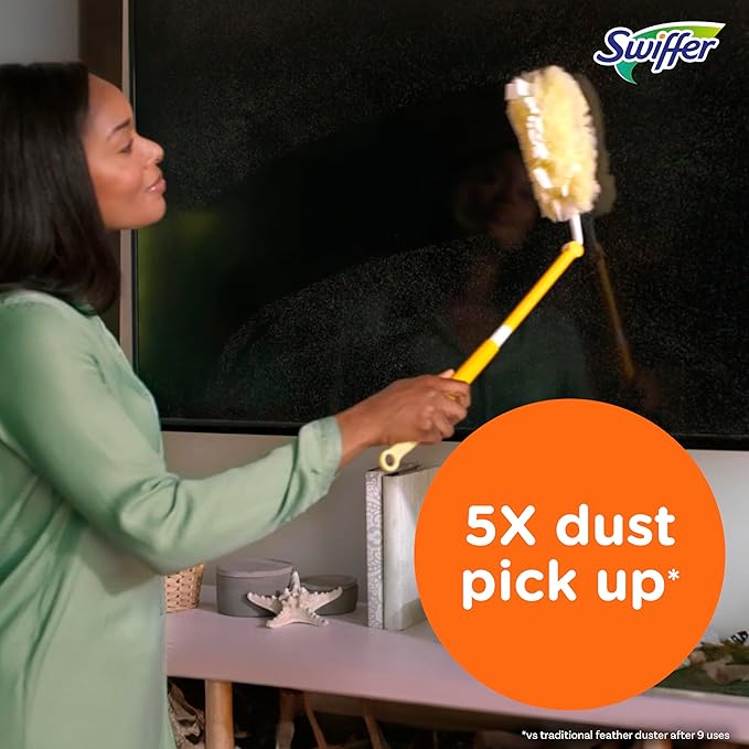 Swiffer Duster Kit with 3 ft Extendable Handle, Heavy Duty Dusting Starter Kit with 3 Refills, for Ceiling Fans, Vents and Hard to Reach Places (Pack of 6)