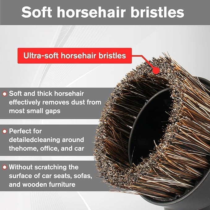 Round Soft Horse Hair Vacuum Brush Attachment For Shark Vacuum Brush Attachment, Vacuum Attachments & Brushes, For Multiple Household Vacuums Cleaners(1-3/8'' Vacuums Dusting Brushs)