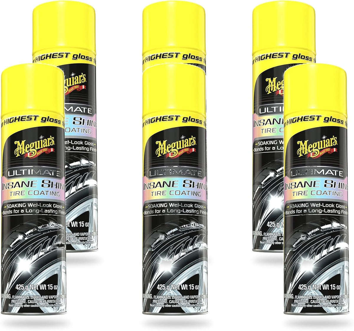 Ultimate Insane Shine Tire Coating, 15 Oz Aerosol Spray, 6 Pack