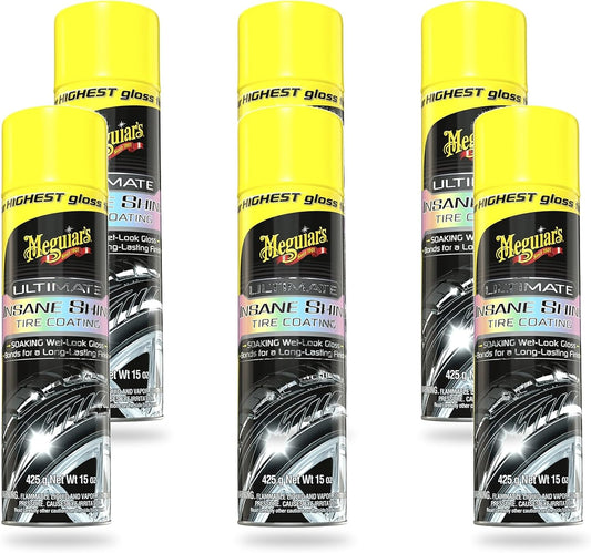 Ultimate Insane Shine Tire Coating, 15 Oz Aerosol Spray, 6 Pack - Cleanova