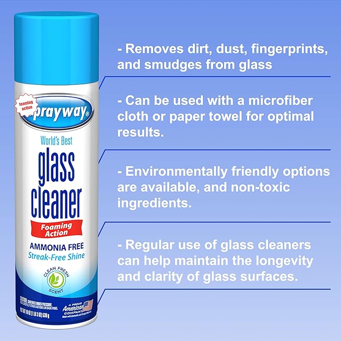 The Award Box Sprayway Glass Cleaner Foam Action Cleaner 19 oz. with Cleaning Cloth in Packaging (3 Pack)