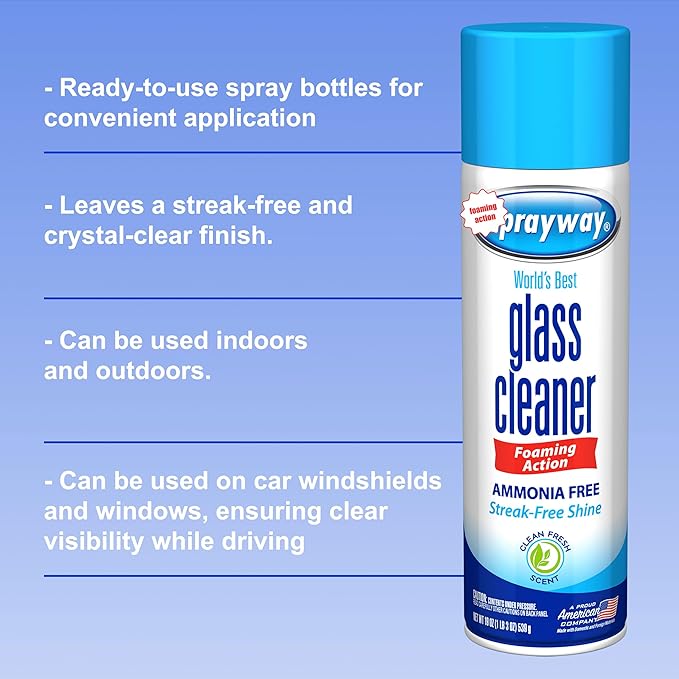 The Award Box Sprayway Glass Cleaner Foam Action Cleaner 19 oz. with Cleaning Cloth in Packaging (3 Pack)