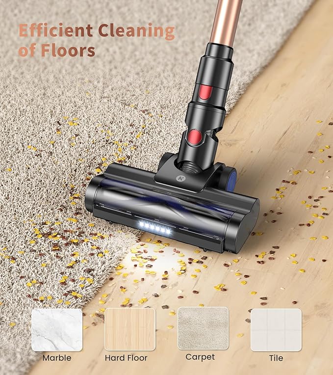 NADALY Cordless Vacuum Cleaner, 500W 40KPA Stick Vacuum with 45min Runtime, Anti-Tangle Vacuum Cleaners for Home, 1.5L Dust Cup, Rechargeable Wireless Vacuum for Hardwood Floor Carpet Pet Hair