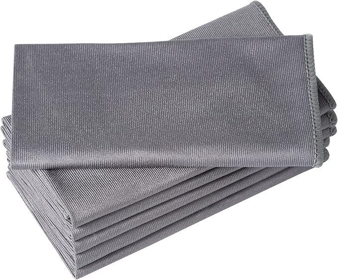 Puomue 6 Pack Microfiber Glass Cleaning Cloth, 16 Inch X 16 Inch, Lint Free Quickly Clean Window, Glasses, Windshields, Mirrors, and Stainless Steel, Grey