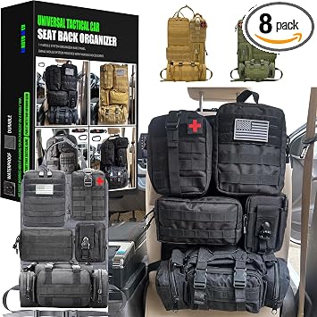 7 PACK Tactical Seat back organizer Truck organizer With 6 Detachable Pouches Universal For Car Truck Ford Jeep Military