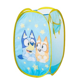 Bluey Pop-Up Hamper with Carry Handles – 21" x 13.5", Bluey and Bingo Design, Lightweight & Collapsible Laundry Basket f