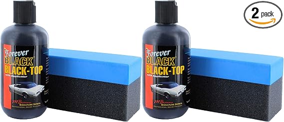 Forever Car Care Products FB813 Black Top Gel with Foam Applicator (2 Pack) - Vinyl Convertible Top Dye, UV Protectant a