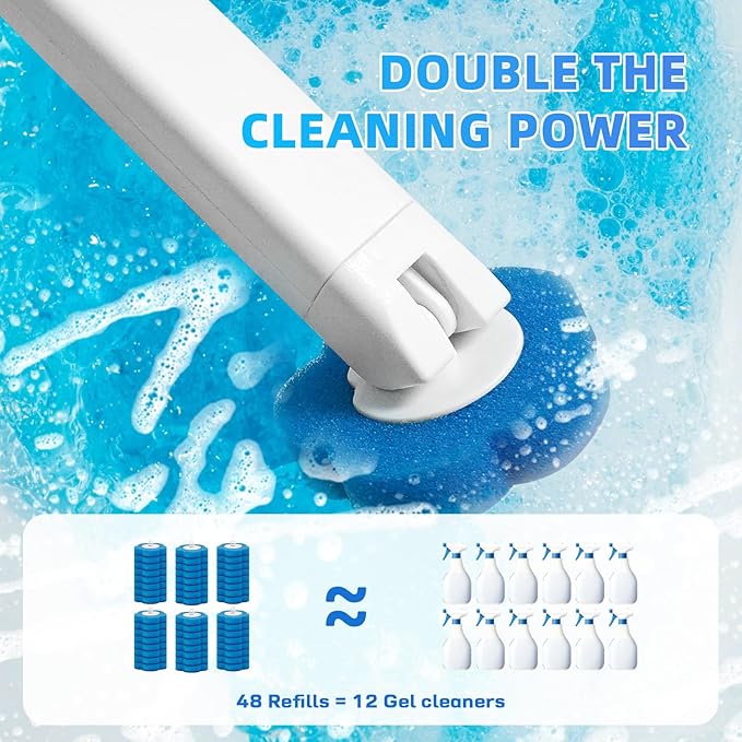 Disposable Toilet Brush with 48 Refills, ,Toilet Bowl Cleaner,Toilet Cleaning Supplies,Toilet Bowl Brush,automatic lid-opening and closing toilet brush with Holder for Bathroom Deep Cleaning & Hygiene