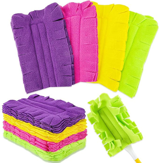 8 Pack Reusable Duster Pads Compatible with Swiffer Duster Refills, Washable Microfiber Dusting Cloths for Cleaning Home, Car, Pet, Furniture, Fans, Blinds