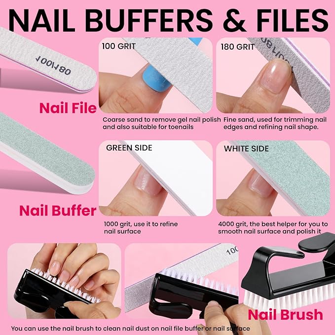 FANDAMEI Nail Remover Kit, Soak Off Kit with Soak Off Clips, Lint Free Wipes, Polish Remover Bottle, Cuticle Nippers, Pusher, Peeler. Cuticle Oil. Nail Files and Buffers. Gel Nail Remover Tools Set