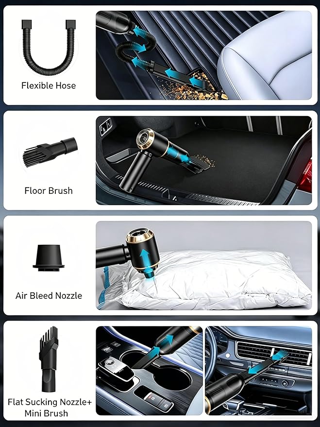 Handheld Car Vacuum Cordless, 22000Pa High Power Vacuum Cleaner and Air Duster, 2026 Upgrade 4-in-1 Portable Vacuum with 10 Multi-Nozzles for Small Jobs, Car, Home, Desk, Keyboards