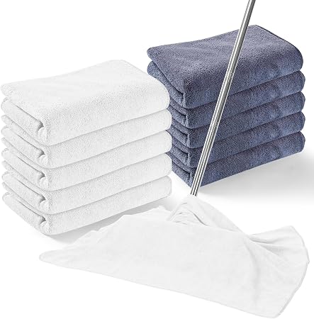 SmoothNovelty 10 Pcs Extra Large Microfiber Cleaning Cloth, White, Gray
