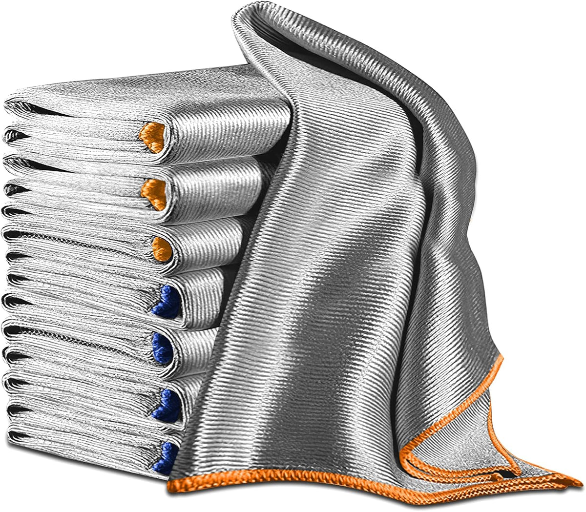 Glass Polishing Streak Free Miracle Cleaning Cloth, Silver-Orange Blue