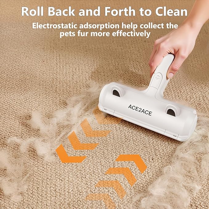 ACE2ACE Pet Hair Removal Tool, Reusable Lint Roller for Pet Hair, Self Clean Cat Hair Remover with Dust Bin, Dog Hair Remover for Couch, Furniture, Carpet, Sofa and Bedding